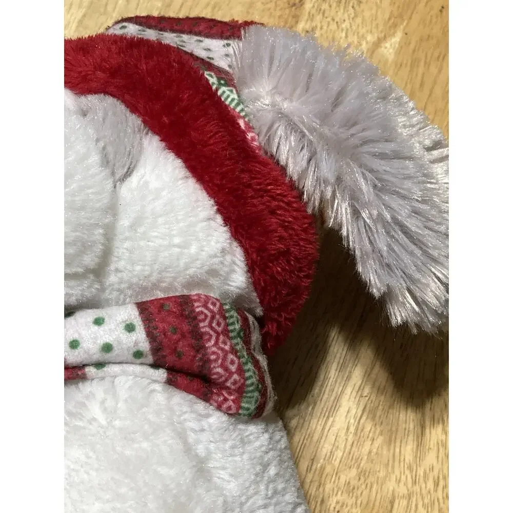 Hugfun White Gray Plush Puppy Dog Joey w/ Hat & Scarf‎ Stuffed Animal